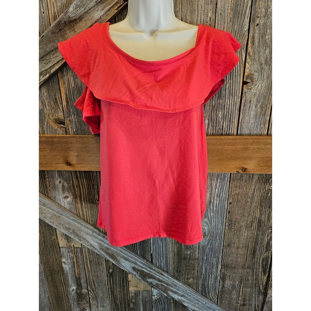 NWT j crew hot red tank cold shoulder frill accent blouse top glam career casual